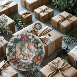 カスタマイズ可能な家族のクリスマスの農家のリース ラウンドシール
