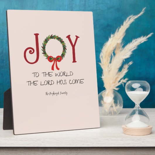 カスタマイズ可能な家族の名前クリスマスの喜び フォトプラーク (側面)