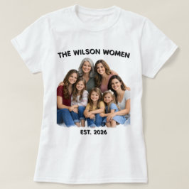 カスタマイズ可能な家族の女性の写真 名前 年号 Tシャツ