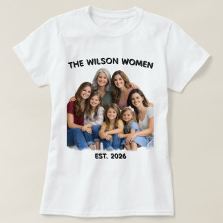 カスタマイズ可能な家族の女性の写真 名前 年号 Tシャツ