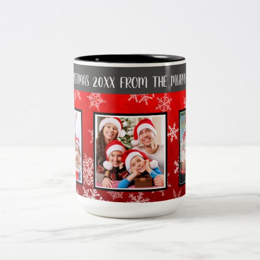 カスタマイズ可能な家族クリスマスマグカップ ツートーンマグカップ (中央)