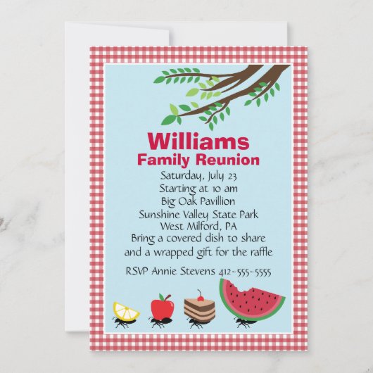 カスタマイズ可能な家族会のピクニック 招待状 (正面)