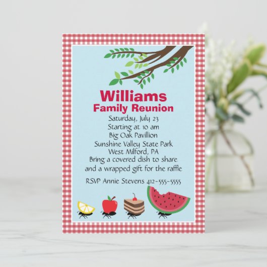 カスタマイズ可能な家族会のピクニック 招待状 (スタンド正面)