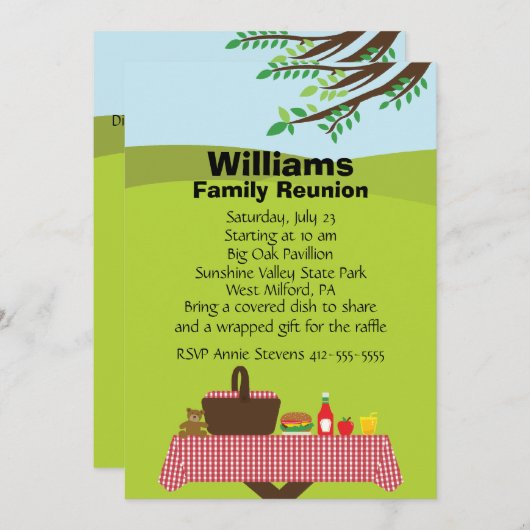 カスタマイズ可能な家族会 招待状 (正面/裏面)