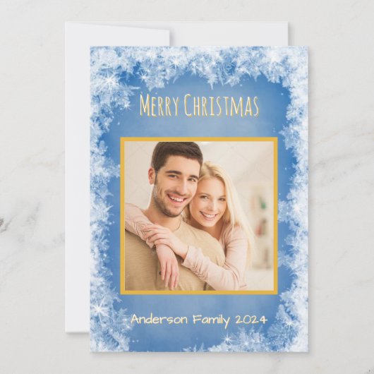 カスタマイズ可能な家族写真クリスマスカード 招待状 (正面)