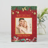 カスタマイズ可能な家族写真クリスマスカード 招待状 (スタンド正面)