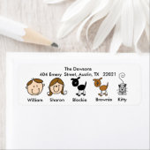 カスタマイズ可能な家族2匹の犬、1匹の猫の住所 シール (インサイチュ)