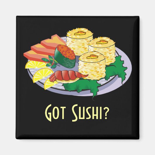 カスタマイズ可能な寿司マグネット – 文字、背景を追加。 マグネット (正面)