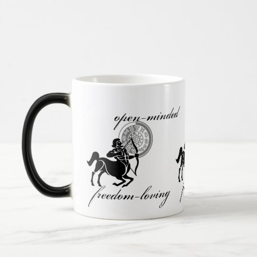 カスタマイズ可能な射手座特性ギリシャ語 – スタイル〔占星術の〕十二宮図 モーフィングマグカップ (左)