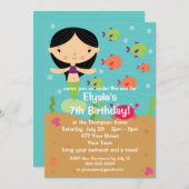 カスタマイズ可能な小さな女の子Mermaid誕生パーティ 招待状 (正面/裏面)