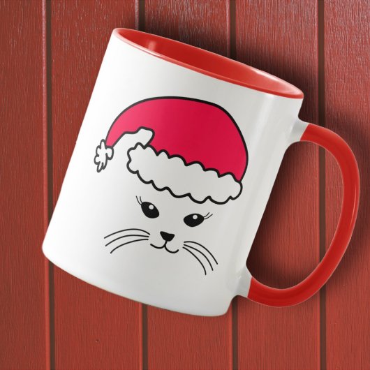 カスタマイズ可能な小さな猫サンタ マグカップ