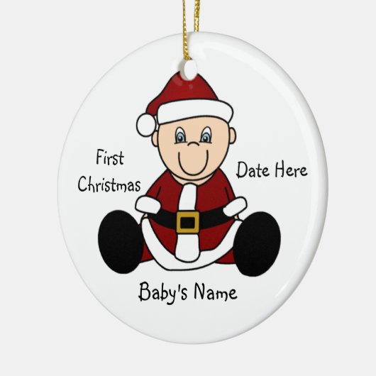 カスタマイズ可能な小妖精や小人初めてのクリスマスオーナメント セラミックオーナメント (左)