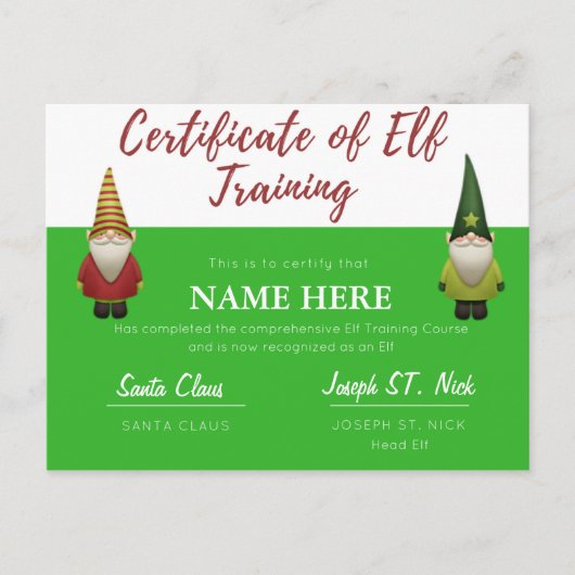 カスタマイズ可能な小妖精や小人認定 シーズンポストカード (正面)