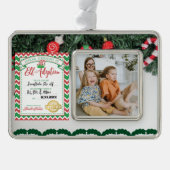 カスタマイズ可能な小妖精や小人養子証明書家族の写真 シルバープレートフレームオーナメント (正面)