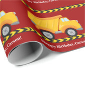 カスタマイズ可能な少年誕生日レッドダンプトラック ラッピングペーパー (ロールコーナー)