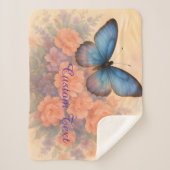 カスタマイズ可能な居心地の良い水彩蝶とフローラ シェルパブランケット (正面)