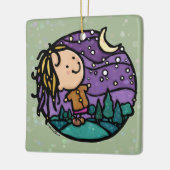 カスタマイズ可能な屋外アドベンチャーハイキングガール セラミックオーナメント (左)