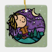 カスタマイズ可能な屋外アドベンチャーハイキングガール セラミックオーナメント (正面)