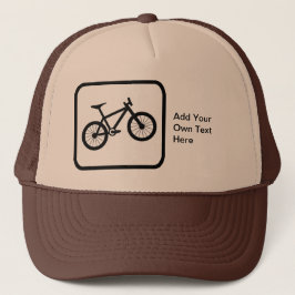 カスタマイズ可能な山のバイクもしくは自転車に乗る人ロゴ キャップ