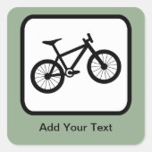 カスタマイズ可能な山のバイクもしくは自転車に乗る人ロゴ スクエアシール (正面)