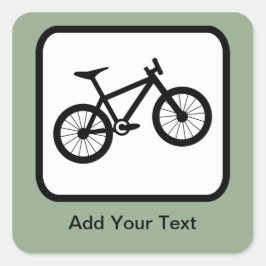 カスタマイズ可能な山のバイクもしくは自転車に乗る人ロゴ スクエアシール