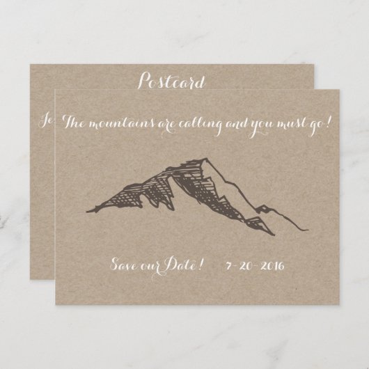 カスタマイズ可能な山の日付の保存 案内ポストカード (正面/裏面)