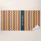 カスタマイズ可能な山形パターン(レトロ色淡い色の) ビーチタオル (正面)