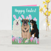 カスタマイズ可能な山犬イースター カード (黄色い花)