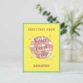 カスタマイズ可能な市名が黄色のポストカード ポストカード (スタンド正面)