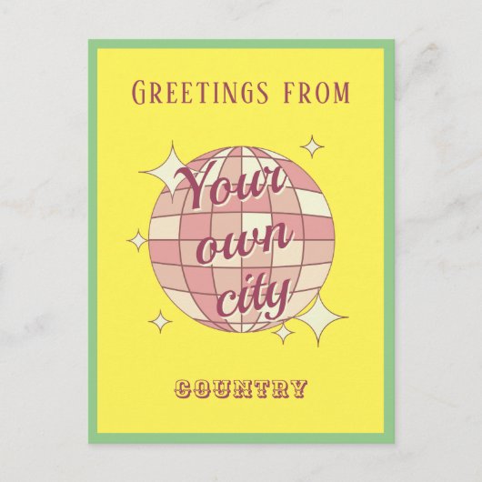 カスタマイズ可能な市名が黄色のポストカード ポストカード (正面)