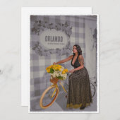 カスタマイズ可能な市名自転車アート – ヴィンテージスタイル シーズンカード (正面/裏面)