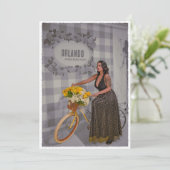 カスタマイズ可能な市名自転車アート – ヴィンテージスタイル シーズンカード (スタンド正面)