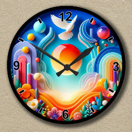 カスタマイズ可能な平和的なサンライズドーブ抽象芸術 ラウンド壁時計