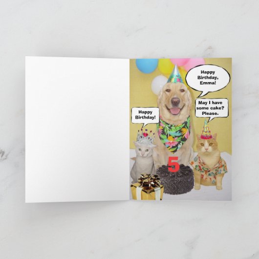 カスタマイズ可能な年齢の子どもの誕生日 カード (内部)