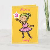 カスタマイズ可能な年齢の漫画バレエダンサー カード (正面)