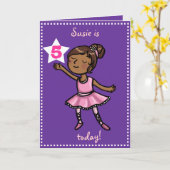 カスタマイズ可能な年齢の漫画バレエダンサー カード (黄色い花)