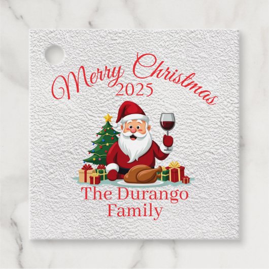 カスタマイズ可能な幸せなサンタクロースのクリスマススクエア フェイバータグ (正面)