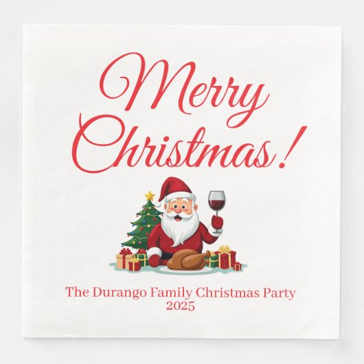 カスタマイズ可能な幸せなサンタクロースのクリスマスディナー (正面)