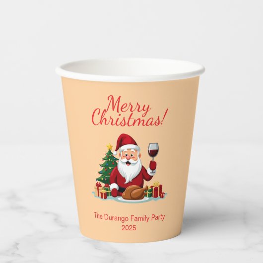 カスタマイズ可能な幸せなサンタクロースのクリスマスパーティー 紙コップ (正面)