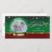 カスタマイズ可能な幸せな休日の雪の地球 シーズンカード (正面/裏面)