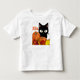 カスタマイズ可能な幼児用ハロウィーンブラックキャットTシャツ トドラーTシャツ