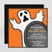 カスタマイズ可能な幽霊の深刻なオレンジ色の招待状 招待状 (正面/裏面)