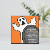 カスタマイズ可能な幽霊の深刻なオレンジ色の招待状 招待状 (スタンド正面)