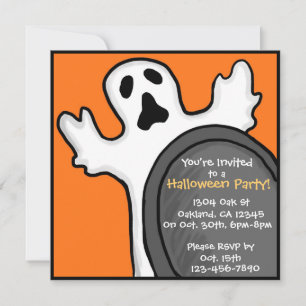 カスタマイズ可能な幽霊の深刻なオレンジ色の招待状 招待状