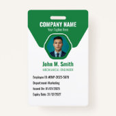 カスタマイズ可能な従業員IDバッジ(緑) バッジ (正面)