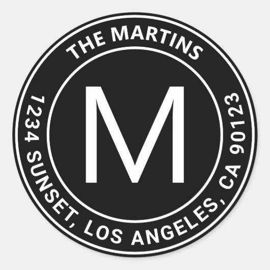 カスタマイズ可能な循環文字差出人住所 ラウンドシール (正面)