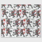 カスタマイズ可能な忍者パターン ラッピングペーパー (フラット)