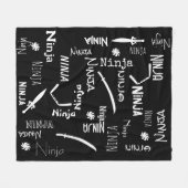 カスタマイズ可能な忍者白黒カタナパターン フリースブランケット (正面(横))