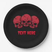 カスタマイズ可能な怖いハロウィーンスカル紙プレート ペーパープレート (正面)