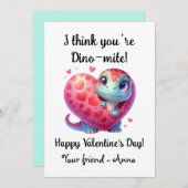 カスタマイズ可能な恐竜のバレンタインカード シーズンカード (正面/裏面)